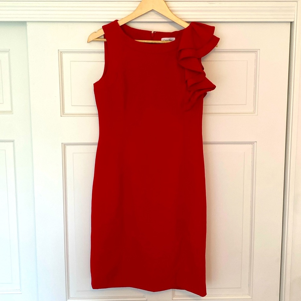 Red ruffle Christmas Valentines Day dress